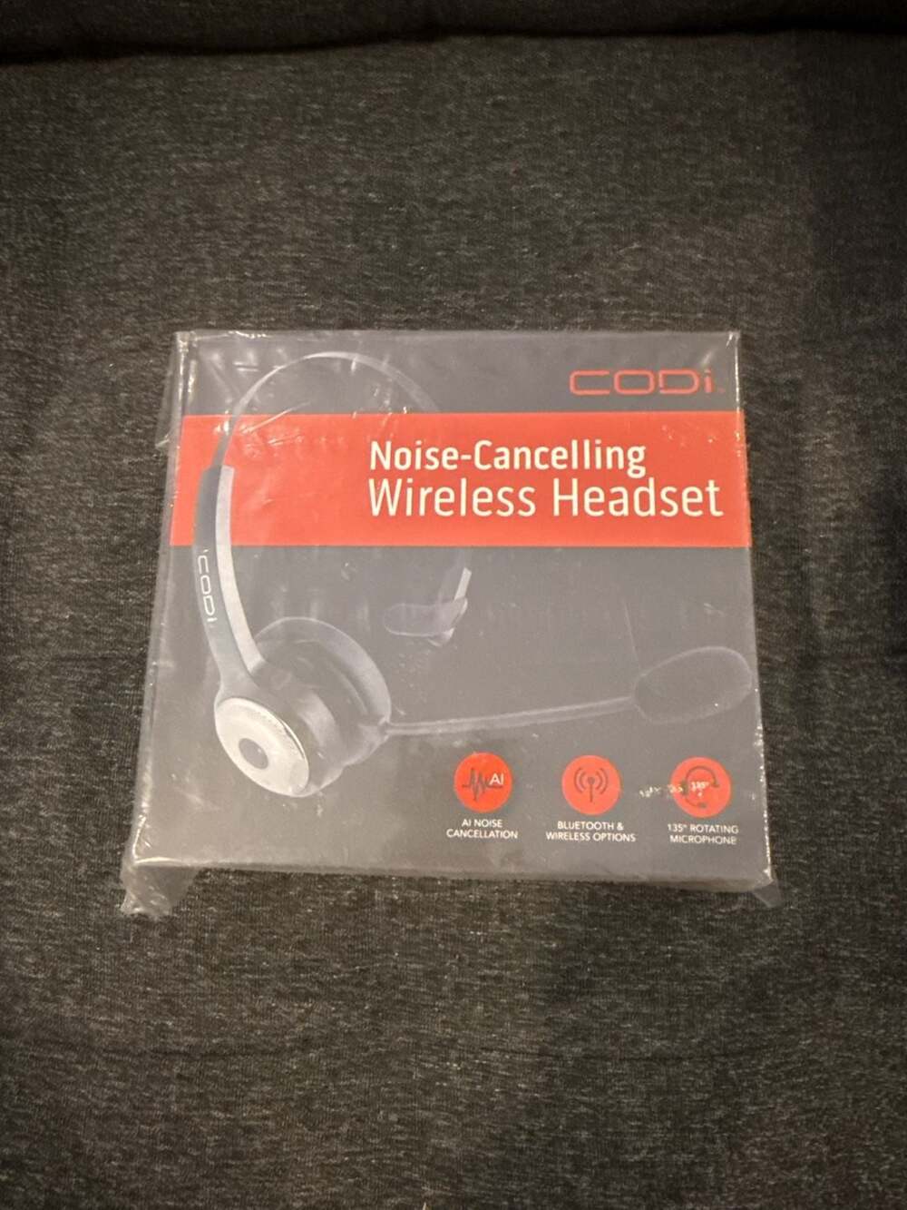 CODi Noise-Cancelling Wireless Headset with Microphone & Charging Base (A04616)